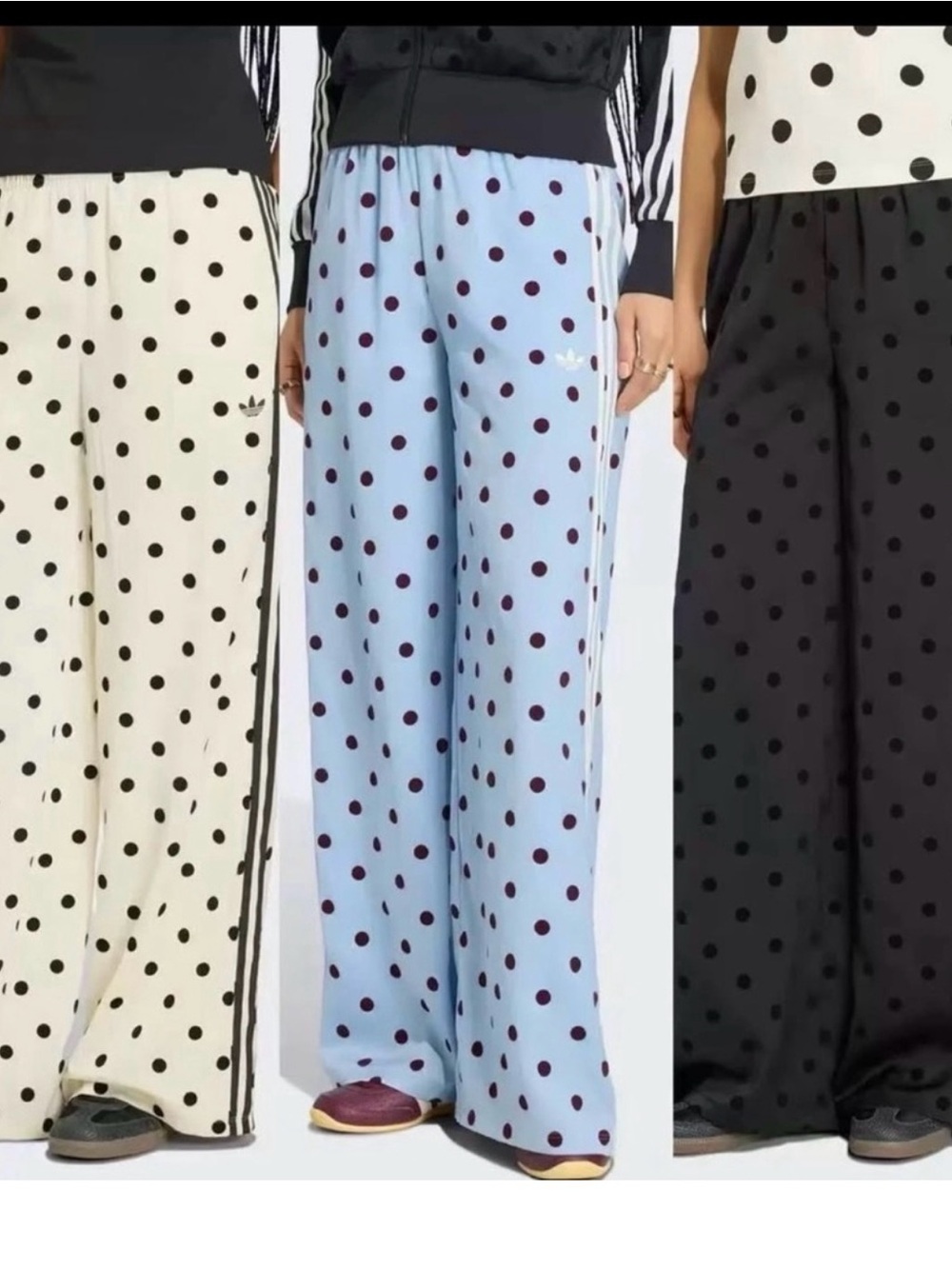 adidas Light Blue Polka Dot Wide-Leg Track Pants
